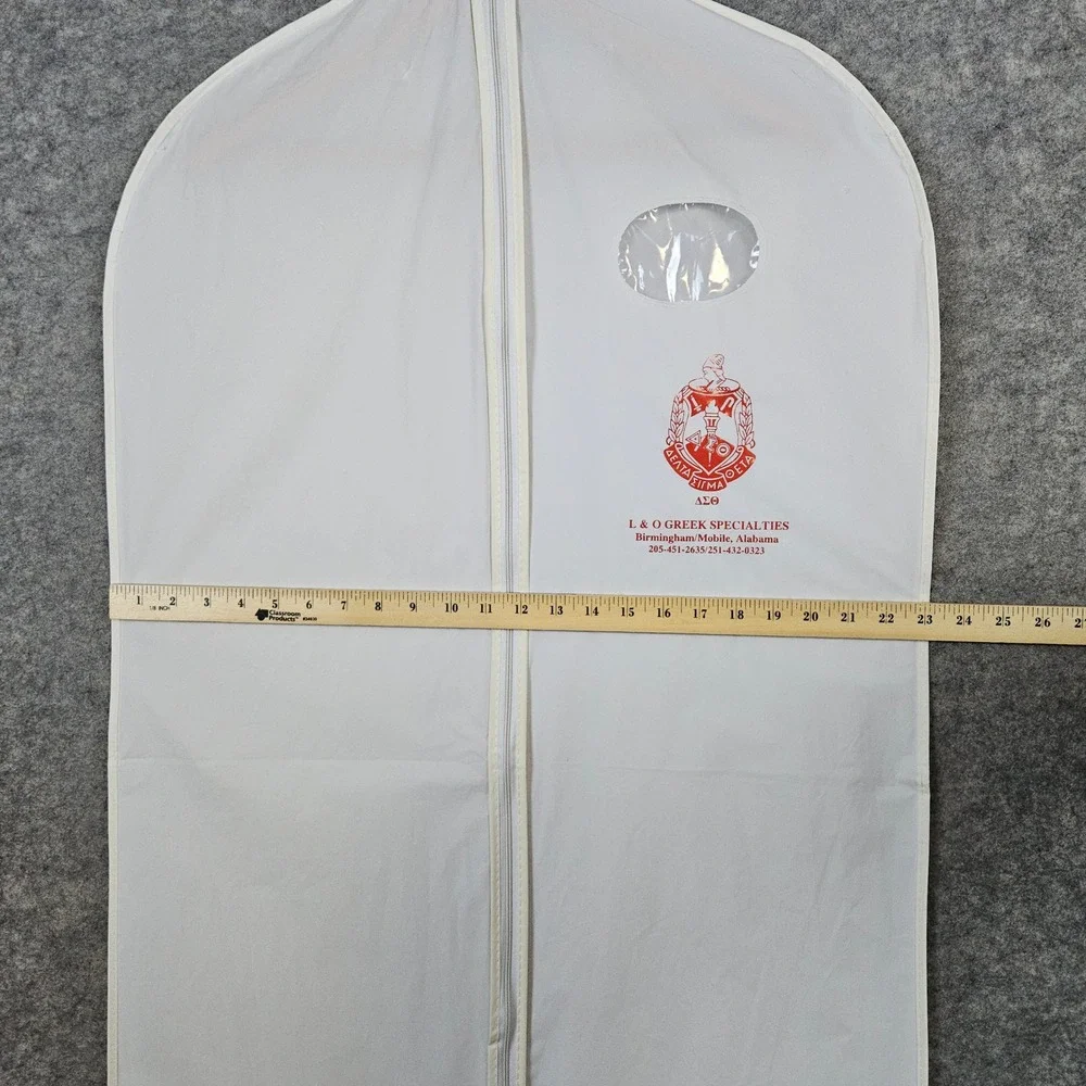 Delta Sigma Theta White Zip Garment Bag From L&O Greek Specialties‎ Peep Window